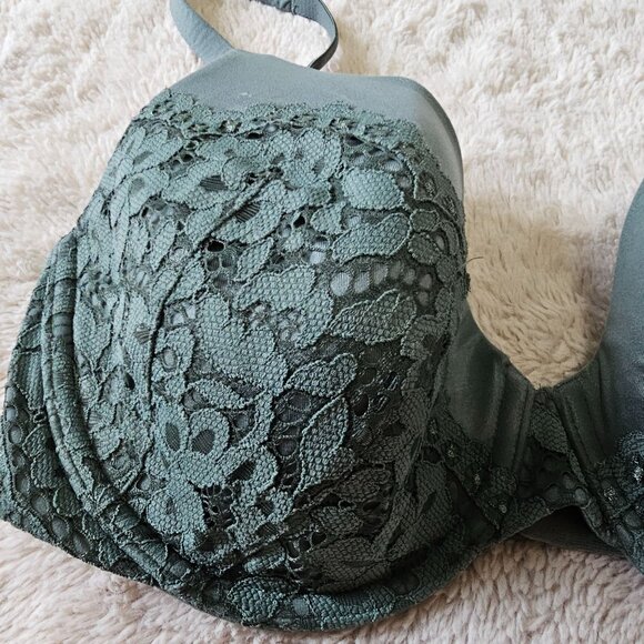 34DD Victorias Secret Body By Victoria Lined Perfect Coverage Bra Lace Green - Picture 7 of 10
